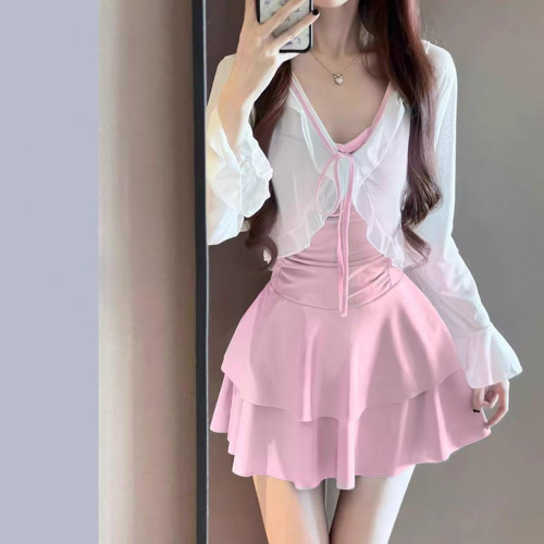 泳衣女款2025新款微胖遮肚露背性感裙式連體顯瘦純欲泡溫泉