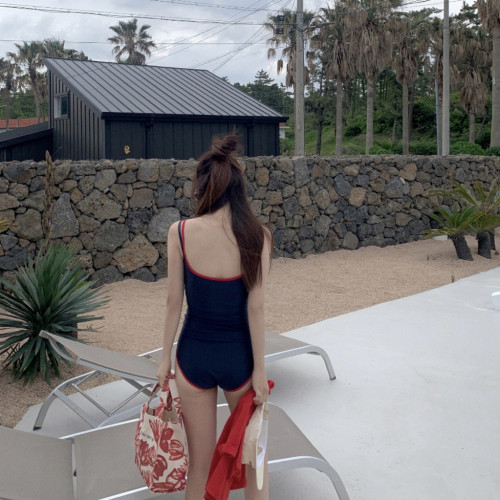 連體泳衣女體操服吊帶緊身衣低胸性感顯瘦露背溫泉度假泳裝