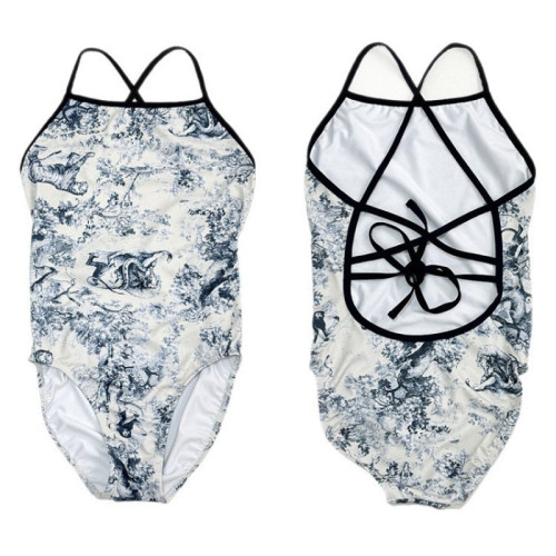 新款新中式復古印花露背綁帶性感連體泳衣女顯瘦專業高級感泳裝