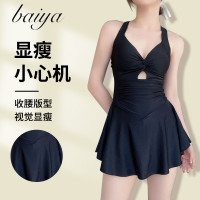 連體泳衣新款女士時尚性感顯瘦聚攏遊泳衣純欲露背泡溫泉度假泳裝
