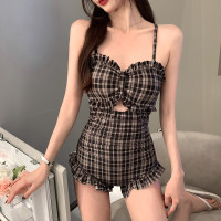 梨卡泳衣女2021年新款性感時尚露背小胸聚攏遮肚顯瘦包臀學生溫泉