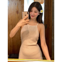 韓國ins甜美露背針織裙式連體泳衣女2025新款遮肚子顯瘦度假泳裝