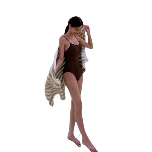 韓版露背泳衣女ins風顯瘦修身遊泳衣連體三角泳裝溫泉泳衣女