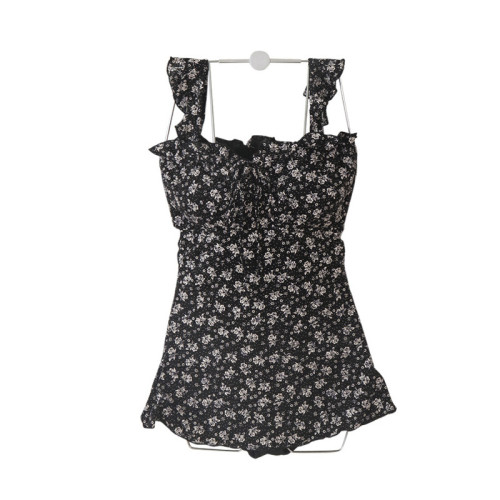 2020韓版新款印花性感露背遮肚顯瘦連體裙式泳衣女