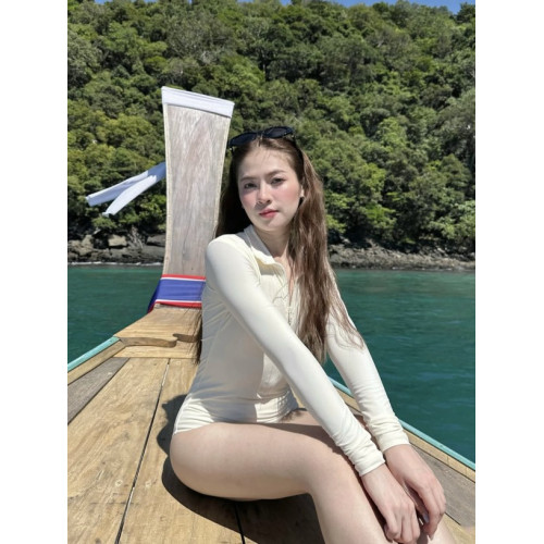 韓國ins風純色錦綸防曬拉鍊連體遊泳衣女士性感露背沖浪浮潛水服