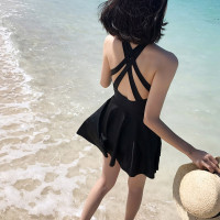 ins風新款連體泳衣女保守裙式小胸聚攏韓國露背顯瘦泡溫泉泳裝女