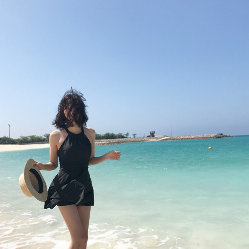 ins風新款連體泳衣女保守裙式小胸聚攏韓國露背顯瘦泡溫泉泳裝女