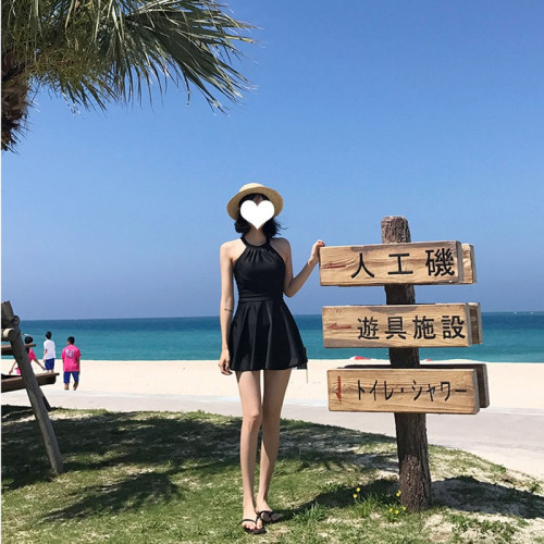 ins風新款連體泳衣女保守裙式小胸聚攏韓國露背顯瘦泡溫泉泳裝女