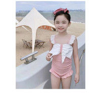 兒童泳衣女孩中小童連體泳裝女童4-6嵗63079牛奶絲連體式高彈露背