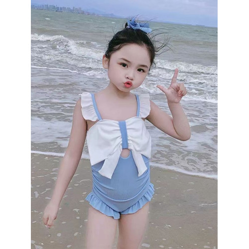 兒童泳衣女孩中小童連體泳裝女童4-6嵗63079牛奶絲連體式高彈露背