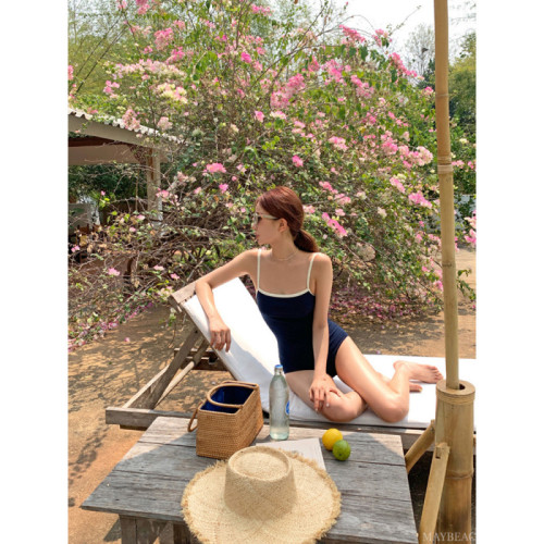 韓國ins新款女士時尚連體泳衣吊帶露背性感遮肚顯瘦泡溫泉遊泳衣