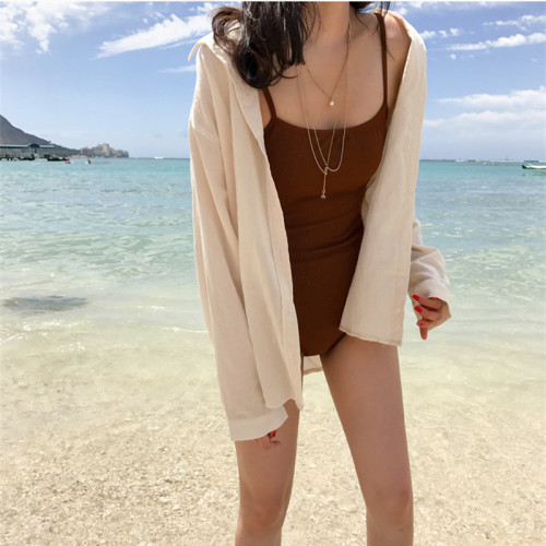 泳衣女 韓版ins風性感露背比基尼小胸聚攏遮肚顯瘦連體溫泉遊泳裝