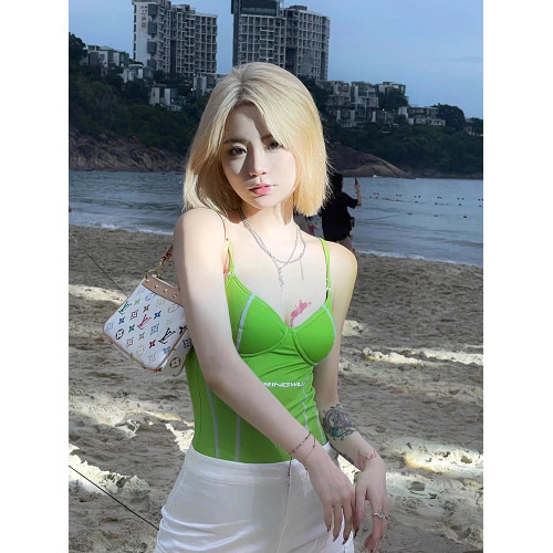 泳衣女2024新款爆款高級感吊帶辣妹風性感露背顯瘦連體泡溫泉泳裝