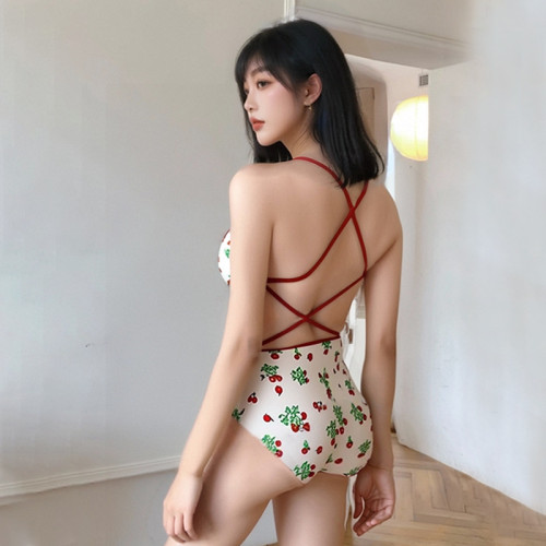 泳衣女連體新款草莓印花少女露背專業競速款遊泳訓練學生泳裝 泳衣女連體新款草莓印花少女露背專業競速款遊泳訓練學生泳裝