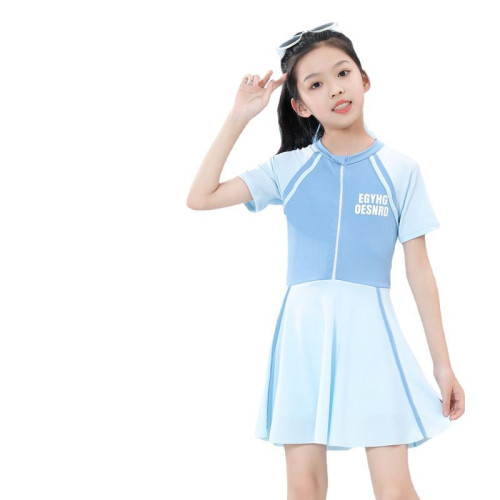 2025新款兒童泳衣女童連體裙子遊泳衣夏小中大童女孩訓練遊泳速乾