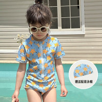 2026新款兒童泳衣男女童連體泳衣卡通五角星沙灘溫泉度假速乾泳裝