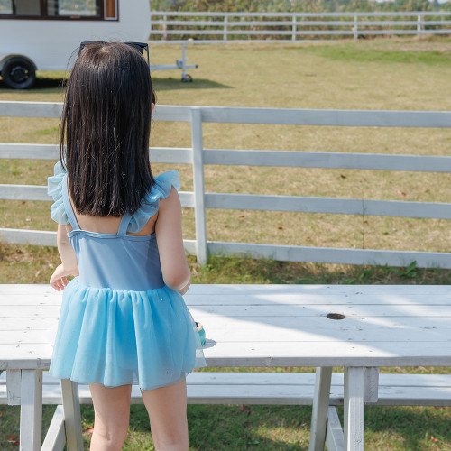 兒童連體泳衣可愛女寶寶公主泳衣女童泳衣嬰幼兒速乾泡溫泉遊泳衣