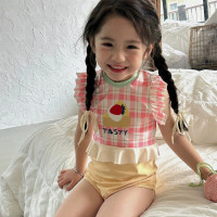 可愛女童遊泳衣夏季寶寶連體速乾兒童泳衣中小童女孩海邊遊泳套裝
