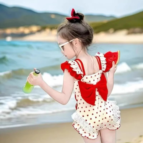 女童泳衣2025新款夏季兒童泳裝小女孩洋氣連體衣愛心蝴蝶結遊泳衣 女童泳衣2025新款夏季兒童泳裝小女孩洋氣連體衣愛心蝴蝶結遊泳衣