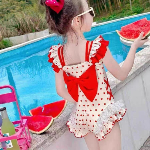 女童泳衣2025新款夏季兒童泳裝小女孩洋氣連體衣愛心蝴蝶結遊泳衣 女童泳衣2025新款夏季兒童泳裝小女孩洋氣連體衣愛心蝴蝶結遊泳衣