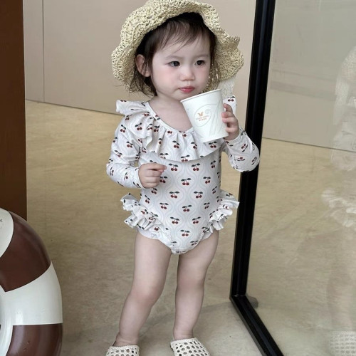 女寶寶遊泳衣夏季防紫外線嬰幼兒寶寶泳裝新款洋氣連體泳衣潮