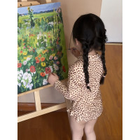 女童連體遊泳衣韓版夏季中小童女寶寶豹紋長袖泳衣