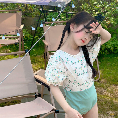 女童連體甜美裙式泳衣洋氣女寶寶可愛小公主遊泳裝韓國女孩