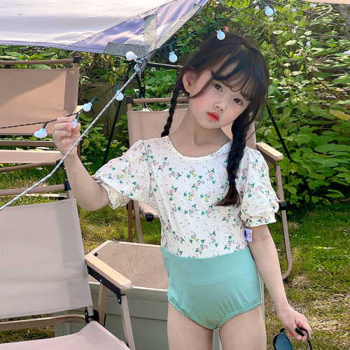 女童連體甜美裙式泳衣洋氣女寶寶可愛小公主遊泳裝韓國女孩