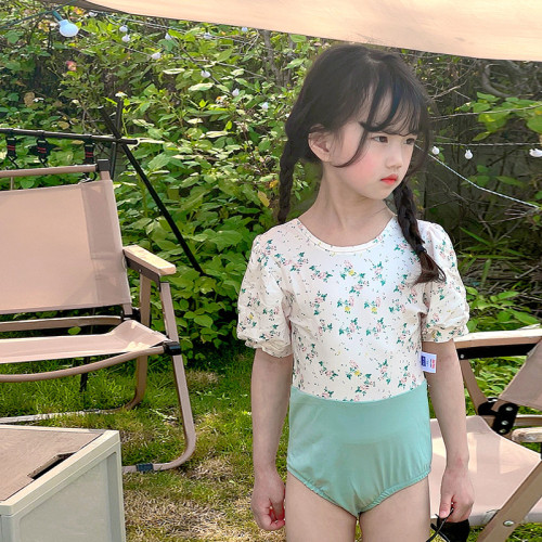 女童連體甜美裙式泳衣洋氣女寶寶可愛小公主遊泳裝韓國女孩