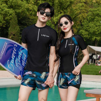 情侶潛水服女分體短袖防曬水母服浮潛服沖浪服男款套裝顯瘦遊泳衣