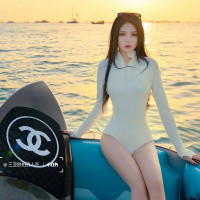 泳衣女韓國新款高級感長袖防曬連體潛水服遮肉顯瘦保守沖浪水母服