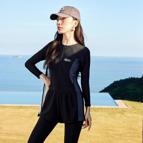 泳衣女長袖長褲潛水服浮潛水母沖浪大碼連體遮肉顯瘦溫泉訓練泳裝