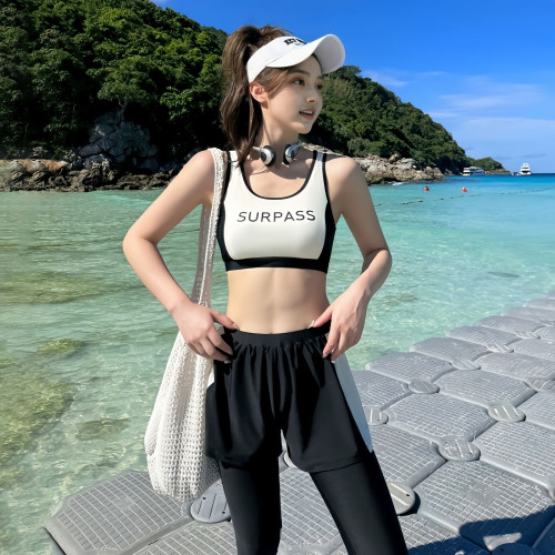 新款高檔泳衣女士海邊保守分體式水母服長袖長褲沖浪防曬浮潛水服