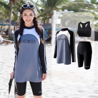 女士潛水服長袖防曬分體三件套水母衣速乾沖浪服顯瘦女泳衣