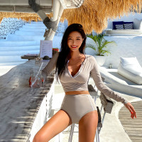 2022新款潛水服分體長袖遊泳衣女水母衣防曬漂流衣服浮潛沖浪套裝