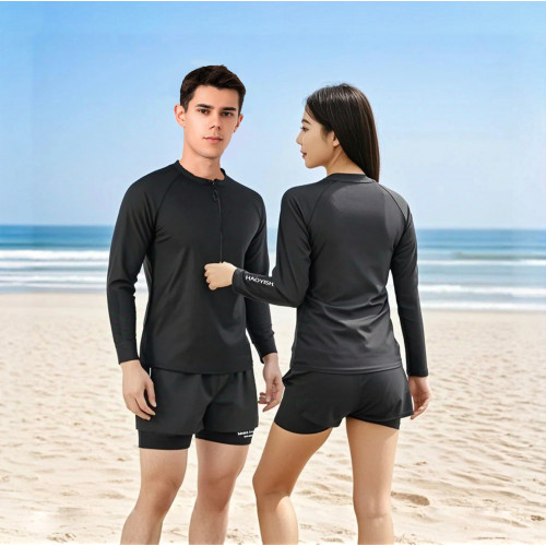 泳衣情侶款2025時尚新款分體長袖速乾防曬遮肚顯瘦保守水母潛水服