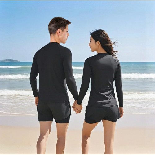 泳衣情侶款2025時尚新款分體長袖速乾防曬遮肚顯瘦保守水母潛水服