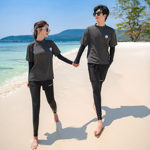 韓國新款防曬分體水母潛水服浮潛服衣男女長袖泳衣長褲情侶套頭泳