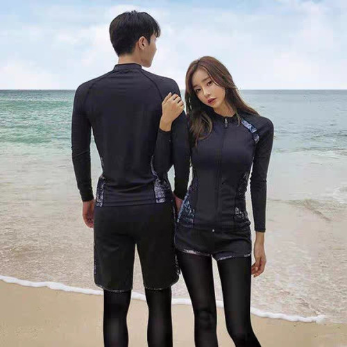 韓國新款防曬分體水母潛水服浮潛服衣男女長袖泳衣長褲情侶套頭泳