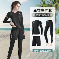 泳衣女保守分體長袖長褲泡溫泉三件套遊泳衣水母潛水服新款