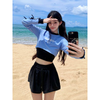 2020新款韓國潛水服女分體浮潛女保守顯瘦長袖沖浪服水母衣泳衣