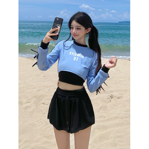 2020新款韓國潛水服女分體浮潛女保守顯瘦長袖沖浪服水母衣泳衣
