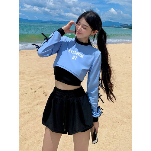 2020新款韓國潛水服女分體浮潛女保守顯瘦長袖沖浪服水母衣泳衣