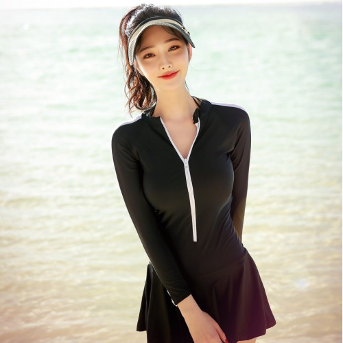 女潛水服長袖裙式鋼托聚攏浮潛服水母衣防曬服沖浪服泳裝