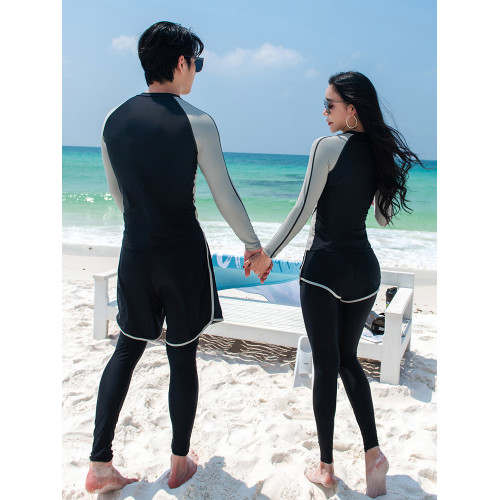 潛水服女長袖分體情侶長褲防曬速乾沖浪遊泳衣套裝浮潛服水母衣男
