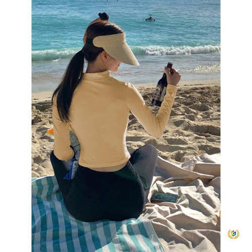 ǎ分體長袖泳衣夏高腰長褲沖浪服顯瘦遮肚保守防曬速乾水母潛水服