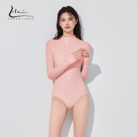 潛水服尾波沖浪高領泳衣女長袖長褲專業防曬UPF50+連體速乾水母衣
