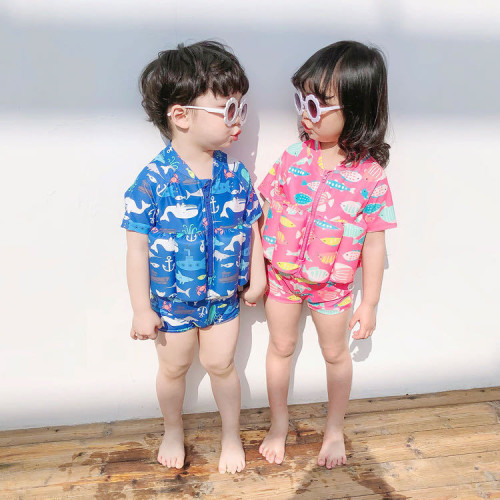 夏季浮力漂浮男女童泳衣連體小童學遊泳裝冰絲速乾沙灘泳池浮力衣