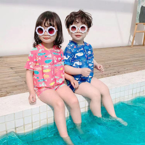 夏季浮力漂浮男女童泳衣連體小童學遊泳裝冰絲速乾沙灘泳池浮力衣