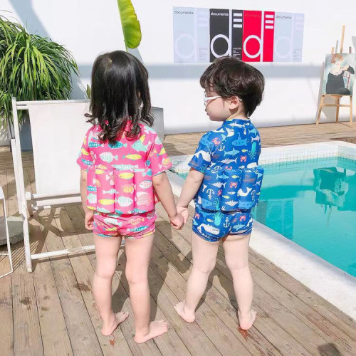 夏季浮力漂浮男女童泳衣連體小童學遊泳裝冰絲速乾沙灘泳池浮力衣